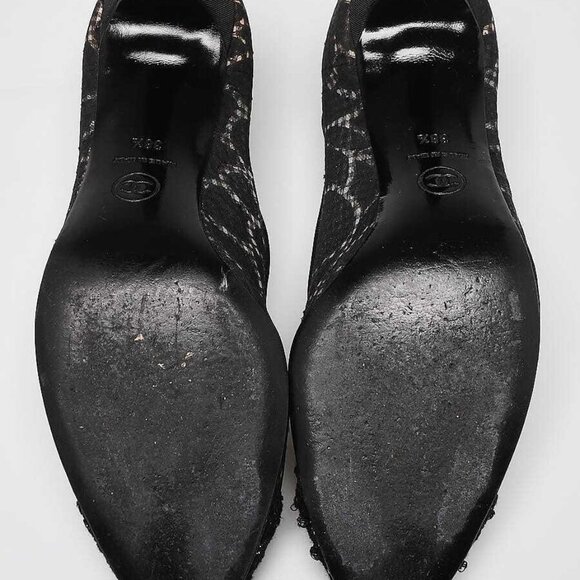Chanel Black Mesh/Tweed Cap Toe Pumps Size 8/38.5 - Picture 4 of 5